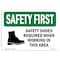 Signmission OSHA Sign, Shoes Required When Working W/ Symbol, 18in X 12in Rigid Plastic, 18" W, 12" H, Landscape OS-SF-P-1218-L-10965 - alternate 1